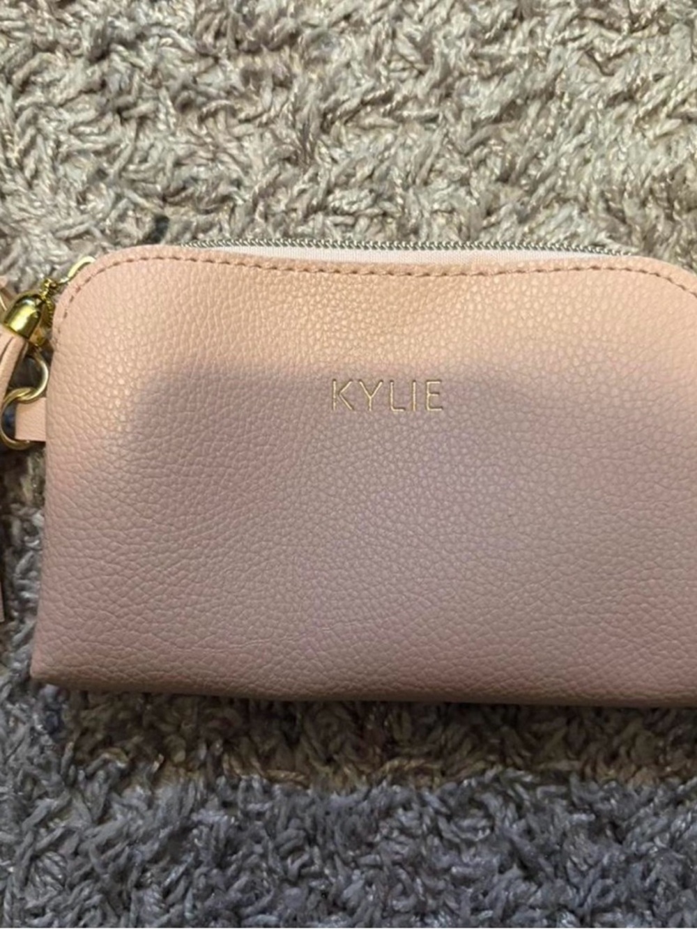 KYLIE Blush Pink Pebbled Leather Zip Wallet